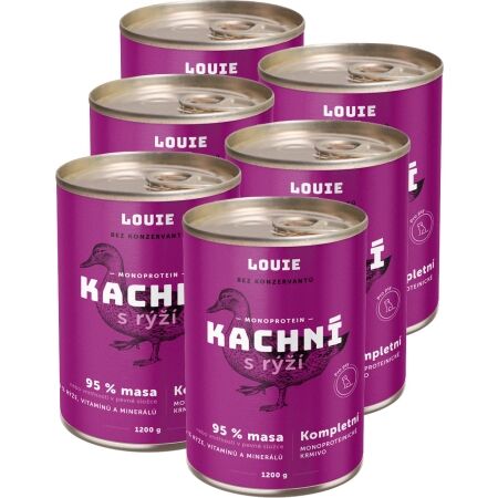 LOUIE Balení 6 ks - kachní s rýží 1200g - Psí konzerva