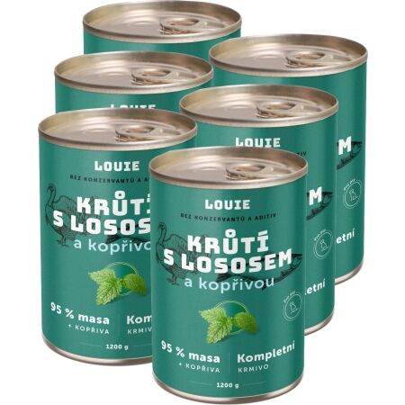 LOUIE KRŮTÍ S LOSOSEM A KOPŘIVOU 6x 1 200 G - Psí konzervy