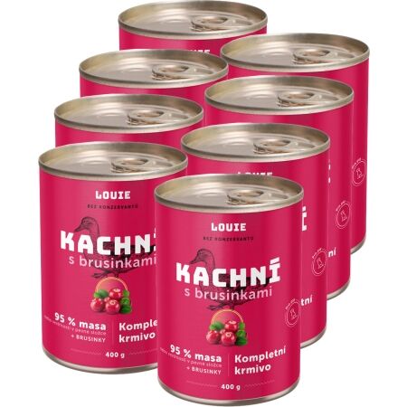 LOUIE Balení 8 ks - Kachní s brusinkami 400 g - Psí konzerva