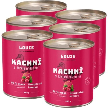 LOUIE Balení 6 ks - Kachní s brusinkami 800 g - Psí konzerva