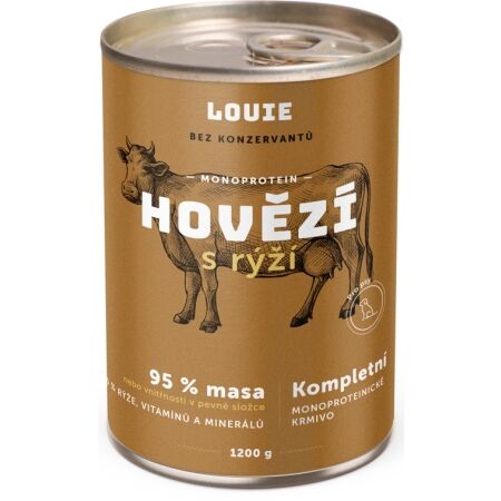 LOUIE HOVĚZÍ S RÝŽÍ 1 200 G - Psí konzerva