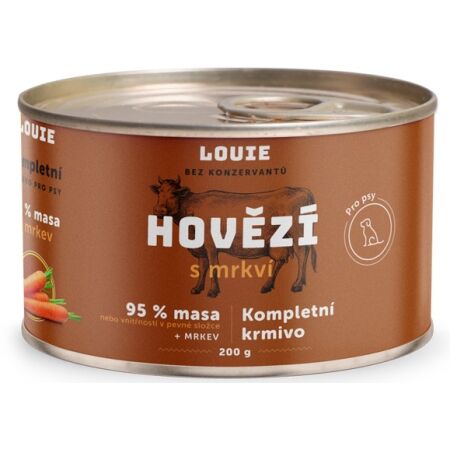 LOUIE Hovězí s mrkví 200 g - Psí konzerva