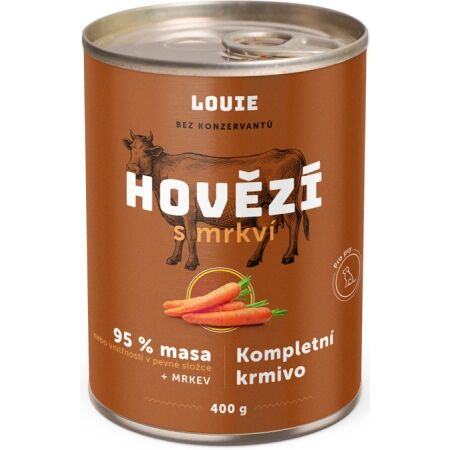 LOUIE Hovězí s mrkví 400 g - Psí konzerva