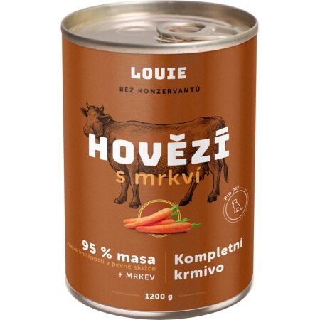 LOUIE Hovězí s mrkví 1200 g - Psí konzerva