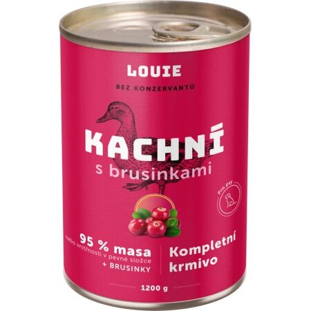 LOUIE KACHNÍ S BRUSINKAMI 1 200 G - Psí konzerva