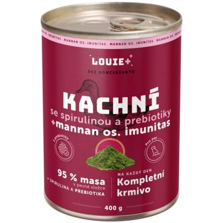 LOUIE Kachní se spirulinou a prebio 400 g - Psí konzerva