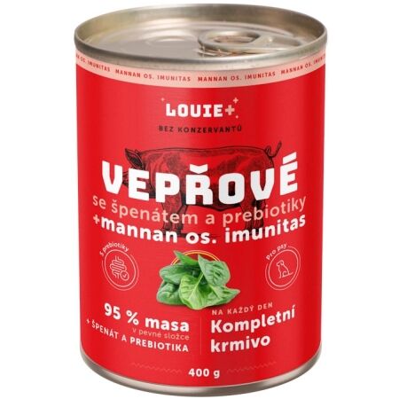 LOUIE Vepřové se špenátem a prebiotiky 400g - Psí konzerva