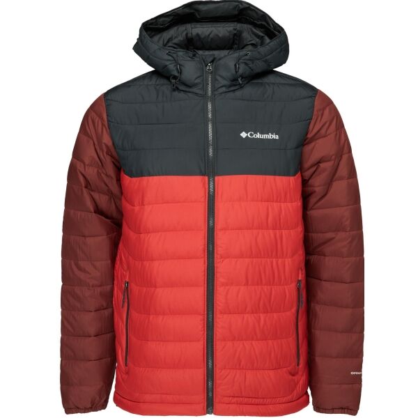 Columbia POWDER LITE HOODED JACKET Pánska zimná bunda, červená, veľkosť