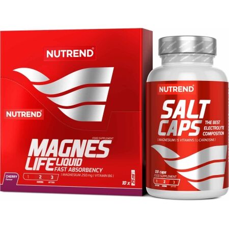 Nutrend MAGNESLIFE 10 x 25 ML + SALT CAPS, 120 KAPSLÍ - Doplněk stravy