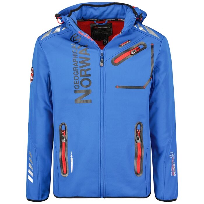 Geographical Norway Royaute, giacca softshell da uomo, impermeabile, con cappuccio, per attività all'aria aperta, giacca a vento tattica, Navy / Orange, S