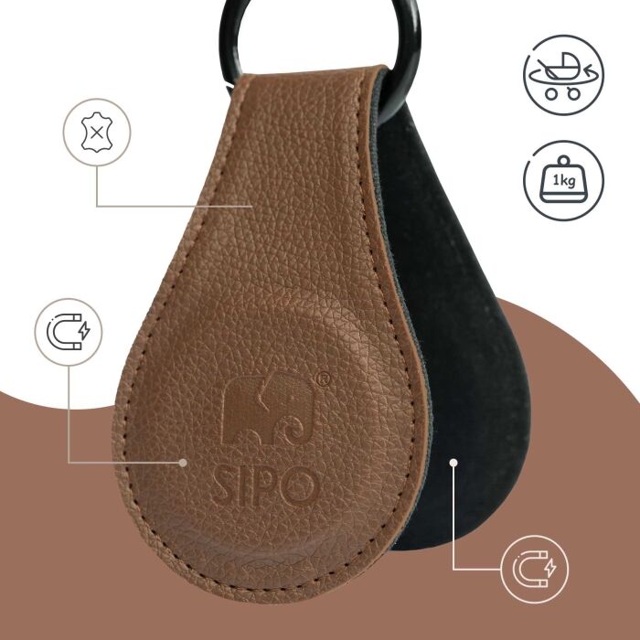 SIPO Magnetclips 2er Set Schwarz – Universal Befestigung Für Kinderwagen & Babysitz | Extra-stark, Modernes Design, Tragkraft Bis 1 Kg