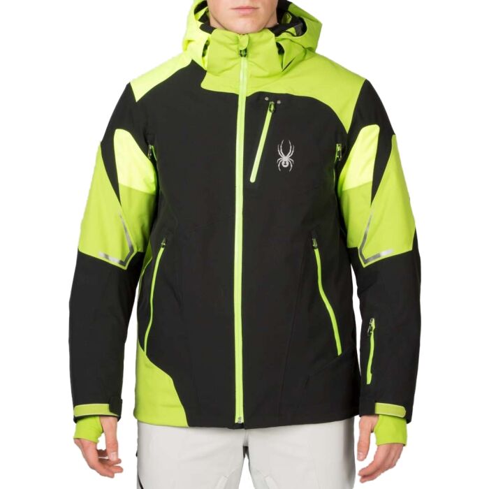 Leader Insulated Ski Jacket - Black Citron (Green) - Mens | Spyder