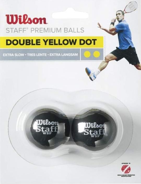 STAFF SQUASH 2 BALL DBL YEL DOT - Squash Balls