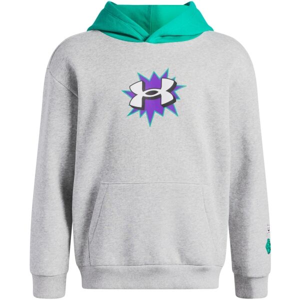 Under Armour B RIVAL FLC GRAPHICS HD Hanorac pentru băieți, gri, mărime