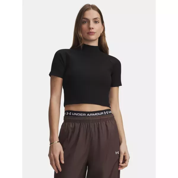 Under Armour RIVAL RIB MOCK SS TEE Tricou pentru femei, negru, mărime