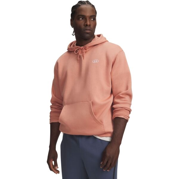 Under Armour RIVAL FLC BRANDED HOODIE Hanorac pentru bărbați, somon, mărime