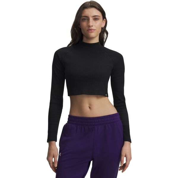 Under Armour RIVAL RIB MOCK Tricou pentru femei, negru, mărime