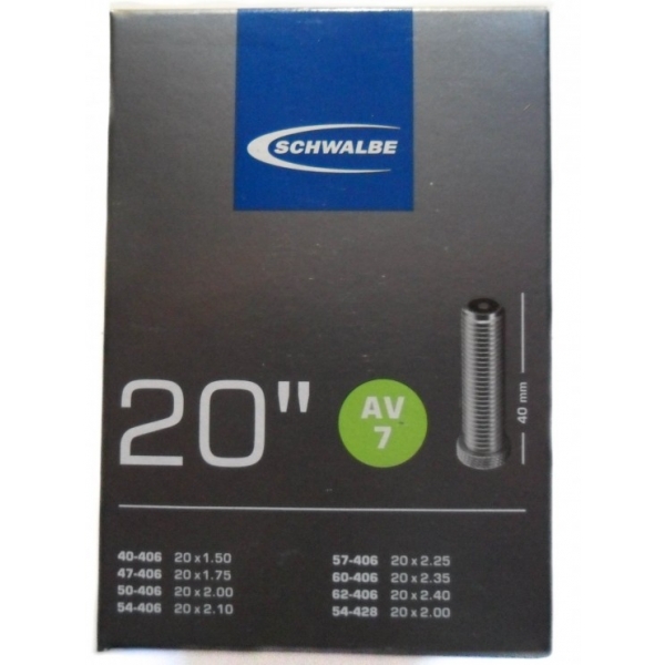 Schwalbe 20 AV7 20” gumibelső szeleppel, fekete, méret os