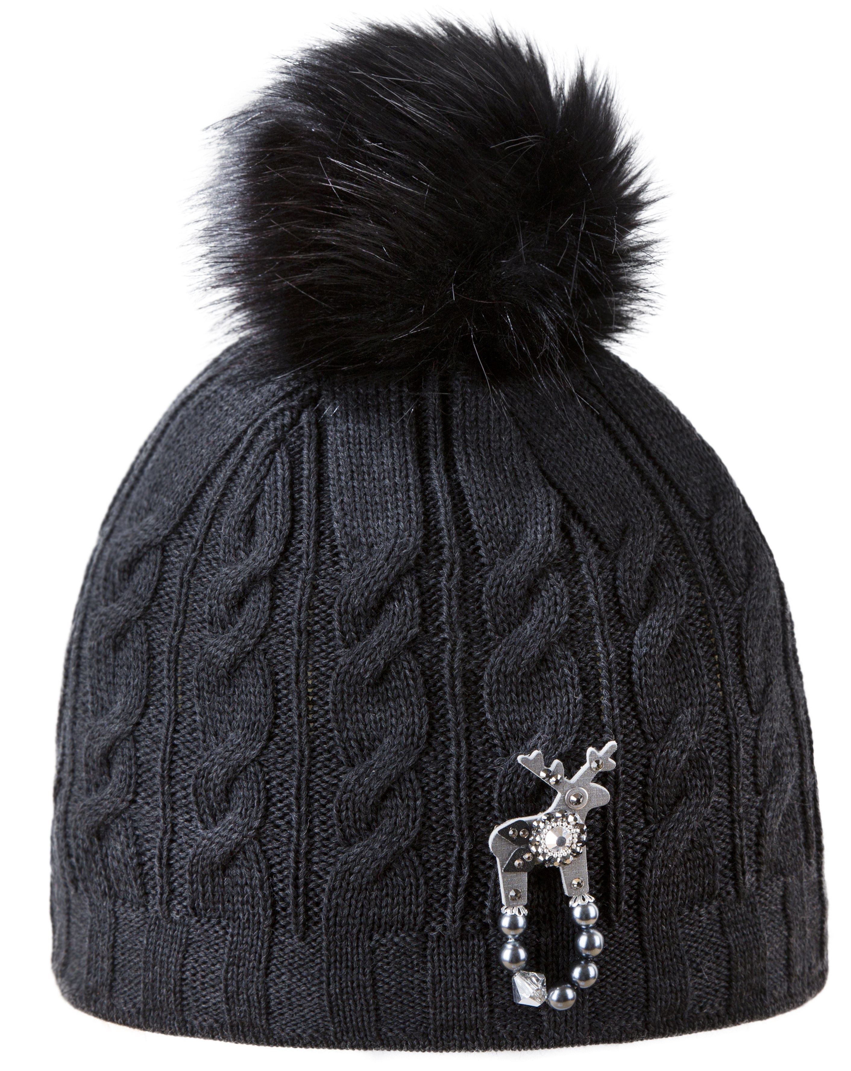 Women’s winter hat with deer brooch