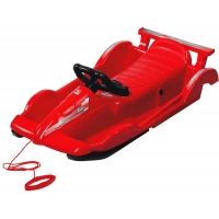 Plastic sled with a steering wheel