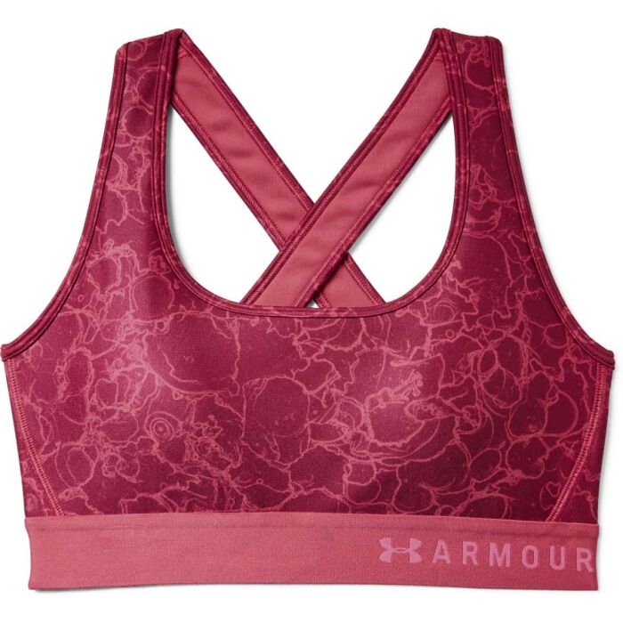 Women's Armour® Mid Crossback Printed Sports Bra  Printed sports bra, Pink  sports bra, Crossback bra