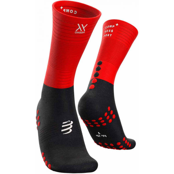 Compressport MID COMPRESSION SOCKS Дълги чорапи за бягане, червено, Veľkosť T3